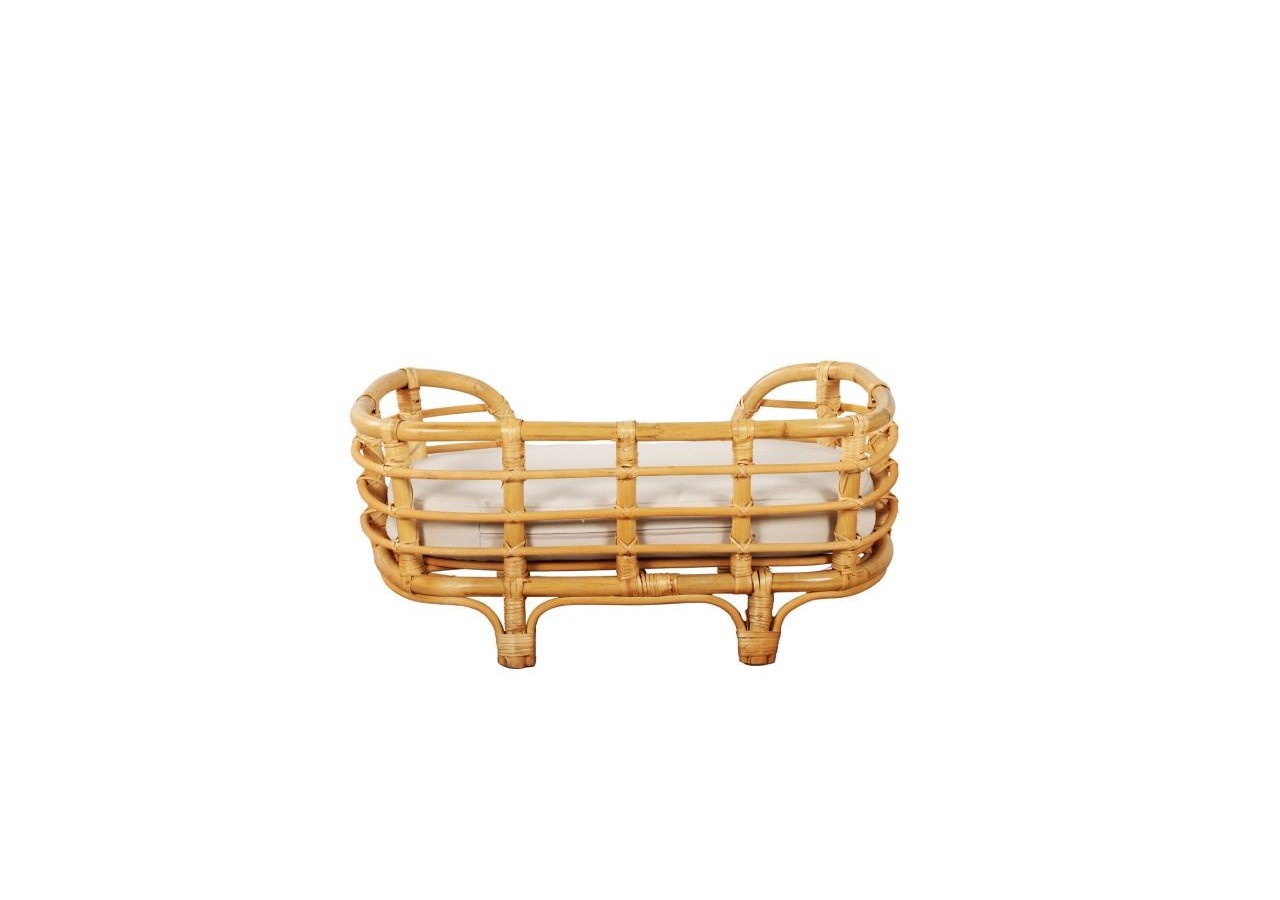 Panier ovale THEMIS pour chien et chat en rotin coussin écru