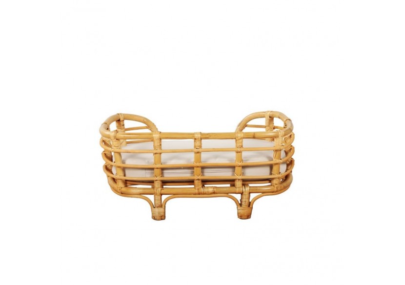 Panier ovale THEMIS pour chien et chat en rotin coussin écru