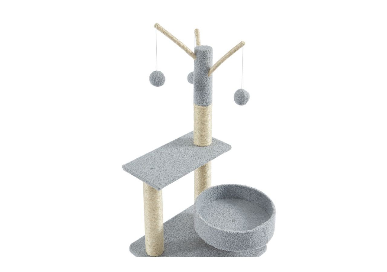 Arbre à chat LYSSA tissu bouclette gris clair