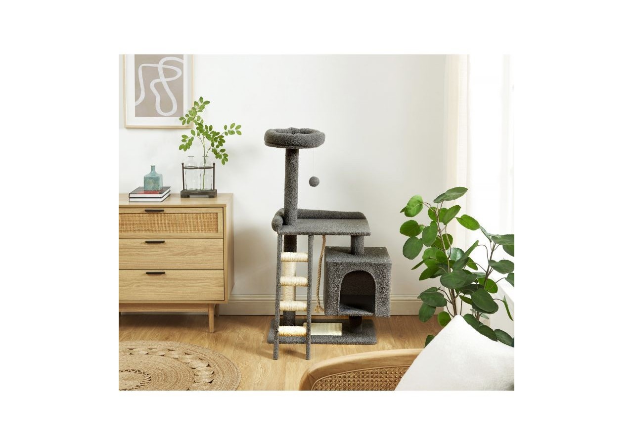 Arbre à chat CALYPSO tissu bouclette gris foncé