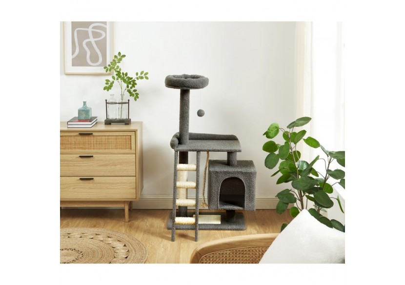 Arbre à chat CALYPSO tissu bouclette gris foncé
