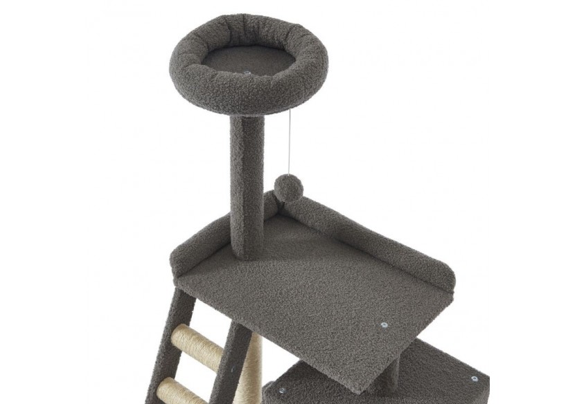 Arbre à chat CALYPSO tissu bouclette gris foncé