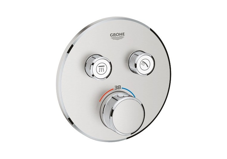 Grohtherm smartcontrol façade avec mitigeur thermostatique encastré 2 sorties Supersteel - 29119DC0 - Grohe