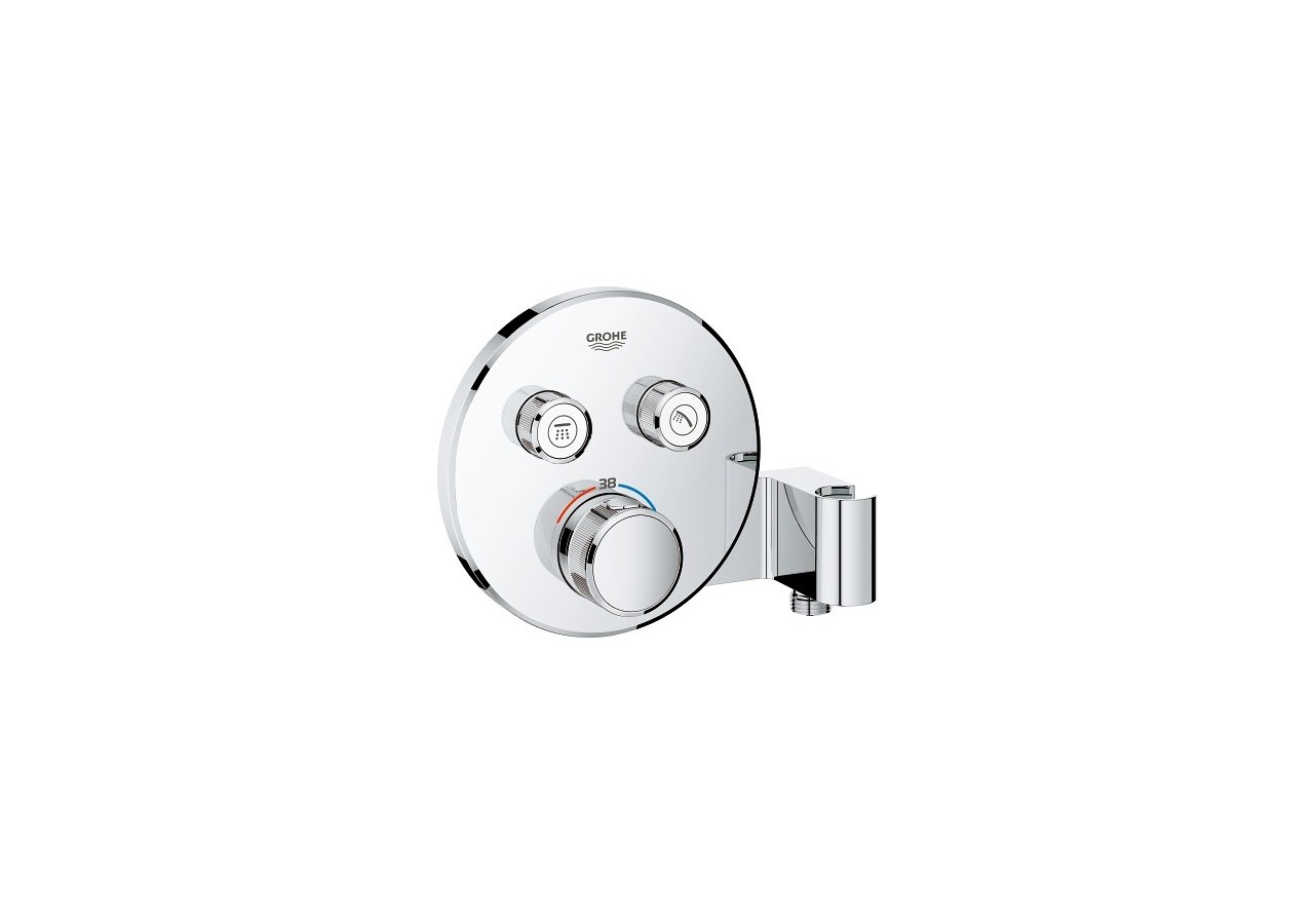 Grohtherm smartcontrol façade mitigeur thermostatique encastré 2 sorties support douchette intégré Chromé - 29120000 - Grohe