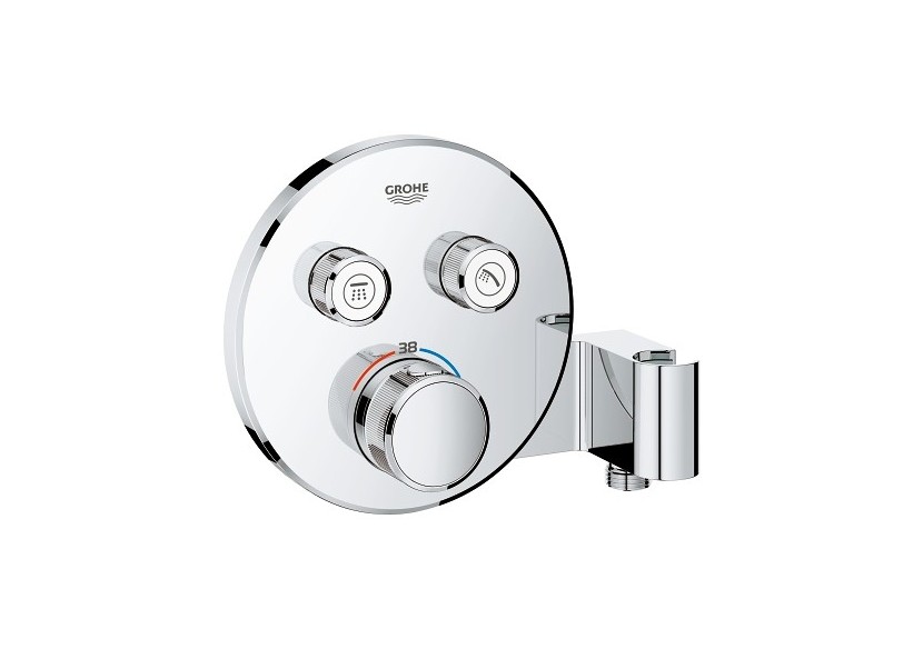 Grohtherm smartcontrol façade mitigeur thermostatique encastré 2 sorties support douchette intégré Chromé - 29120000 - Grohe