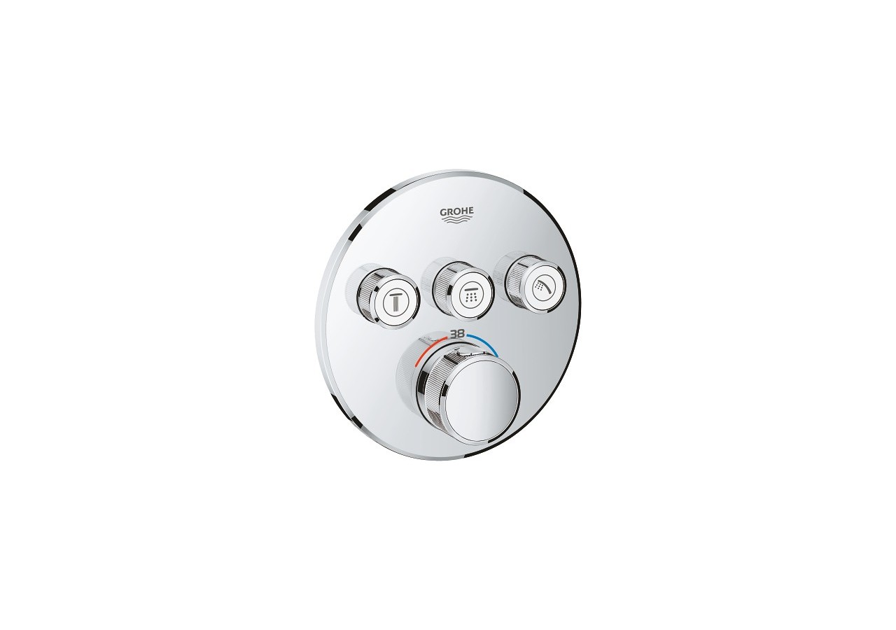 Grohtherm smartcontrol façade avec mitigeur thermostatique encastré 3 sorties Chromé - 29121000 - Grohe
