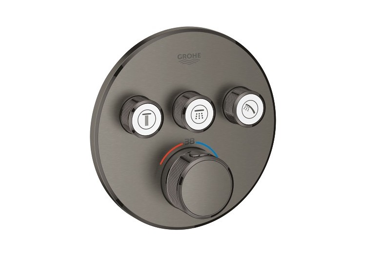 Grohtherm smartcontrol façade avec mitigeur thermostatique encastré 3 sorties Hard Graphite brossé - 29121AL0 - Grohe