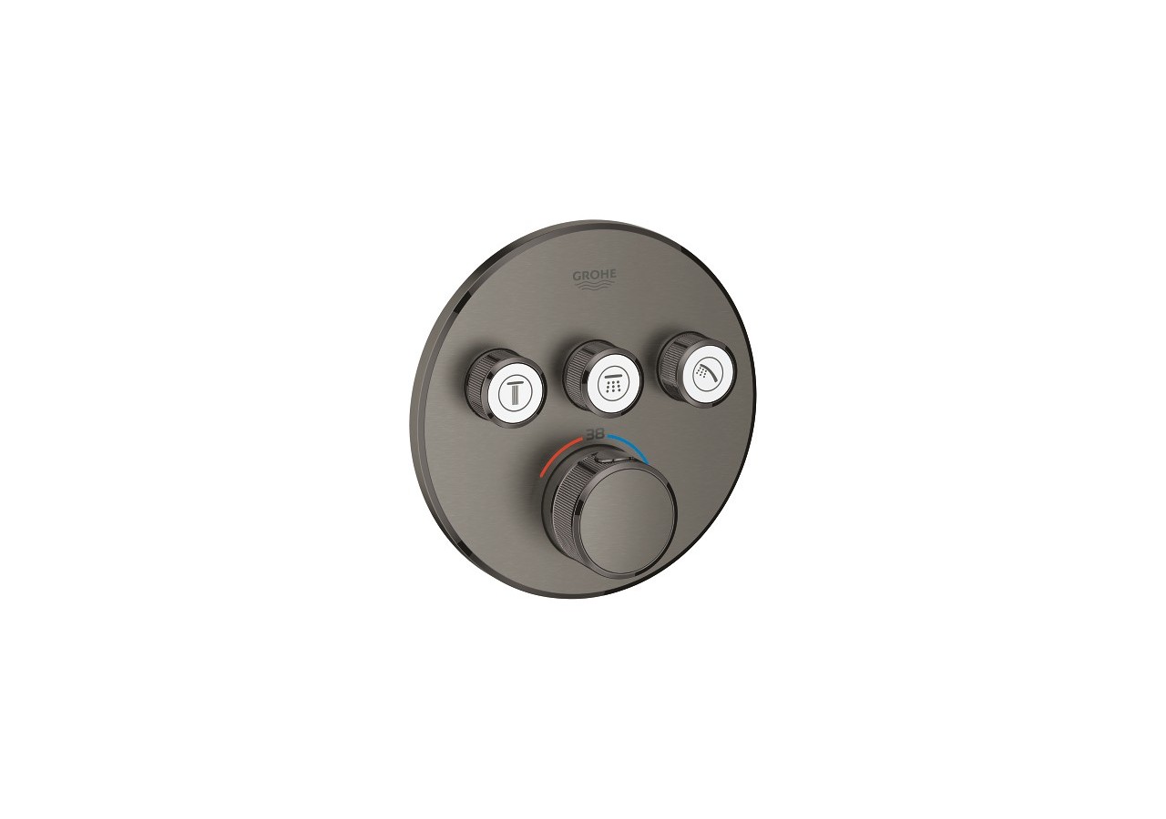 Grohtherm smartcontrol façade avec mitigeur thermostatique encastré 3 sorties Hard Graphite brossé - 29121AL0 - Grohe