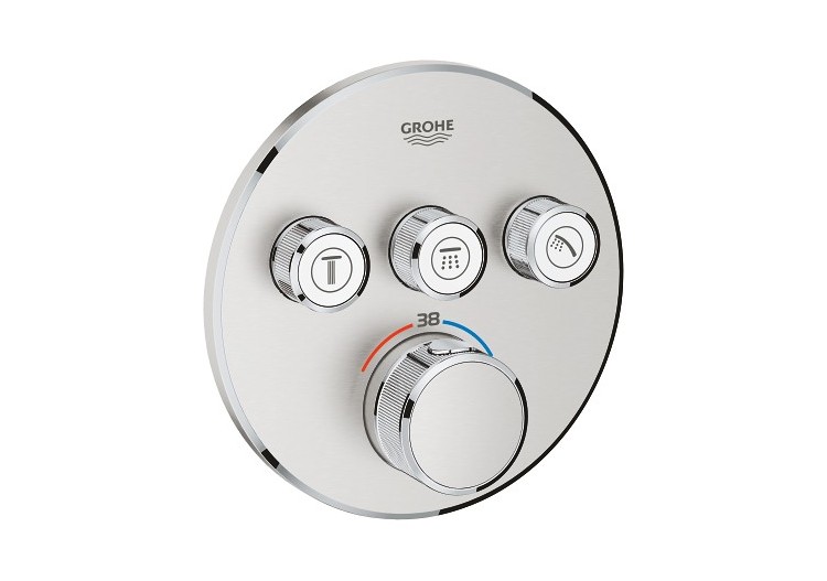 Grohtherm smartcontrol façade avec mitigeur thermostatique encastré 3 sorties Supersteel - 29121DC0 - Grohe