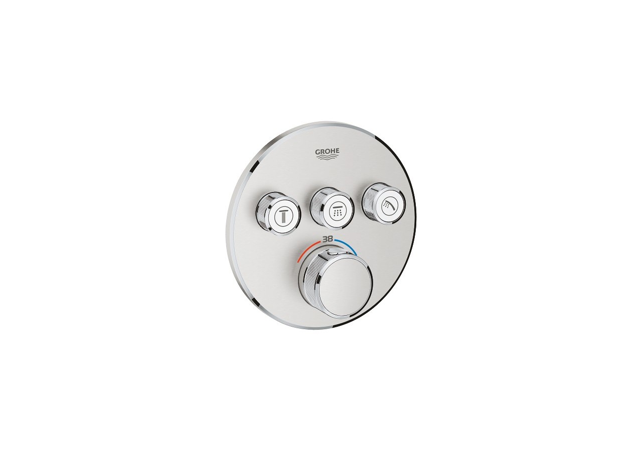 Grohtherm smartcontrol façade avec mitigeur thermostatique encastré 3 sorties Supersteel - 29121DC0 - Grohe