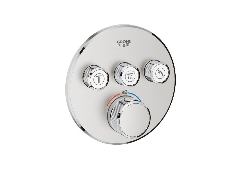 Grohtherm smartcontrol façade avec mitigeur thermostatique encastré 3 sorties Supersteel - 29121DC0 - Grohe