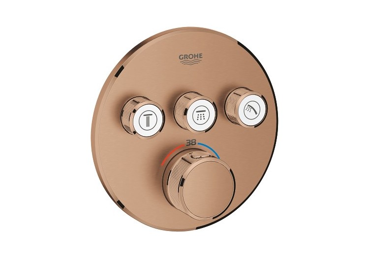 Grohtherm smartcontrol façade avec mitigeur thermostatique encastré 3 sorties Warm Sunset brossé - 29121DL0 - Grohe