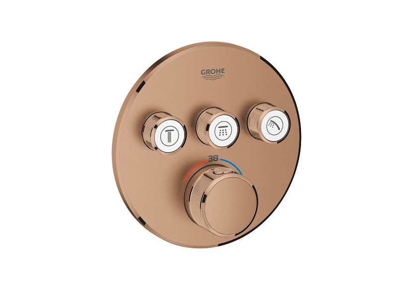 Grohtherm smartcontrol façade avec mitigeur thermostatique encastré 3 sorties Warm Sunset brossé - 29121DL0 - Grohe