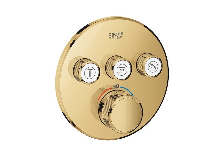 Grohtherm smartcontrol façade avec mitigeur thermostatique encastré 3 sorties Cool Sunrise - 29121GL0 - Grohe