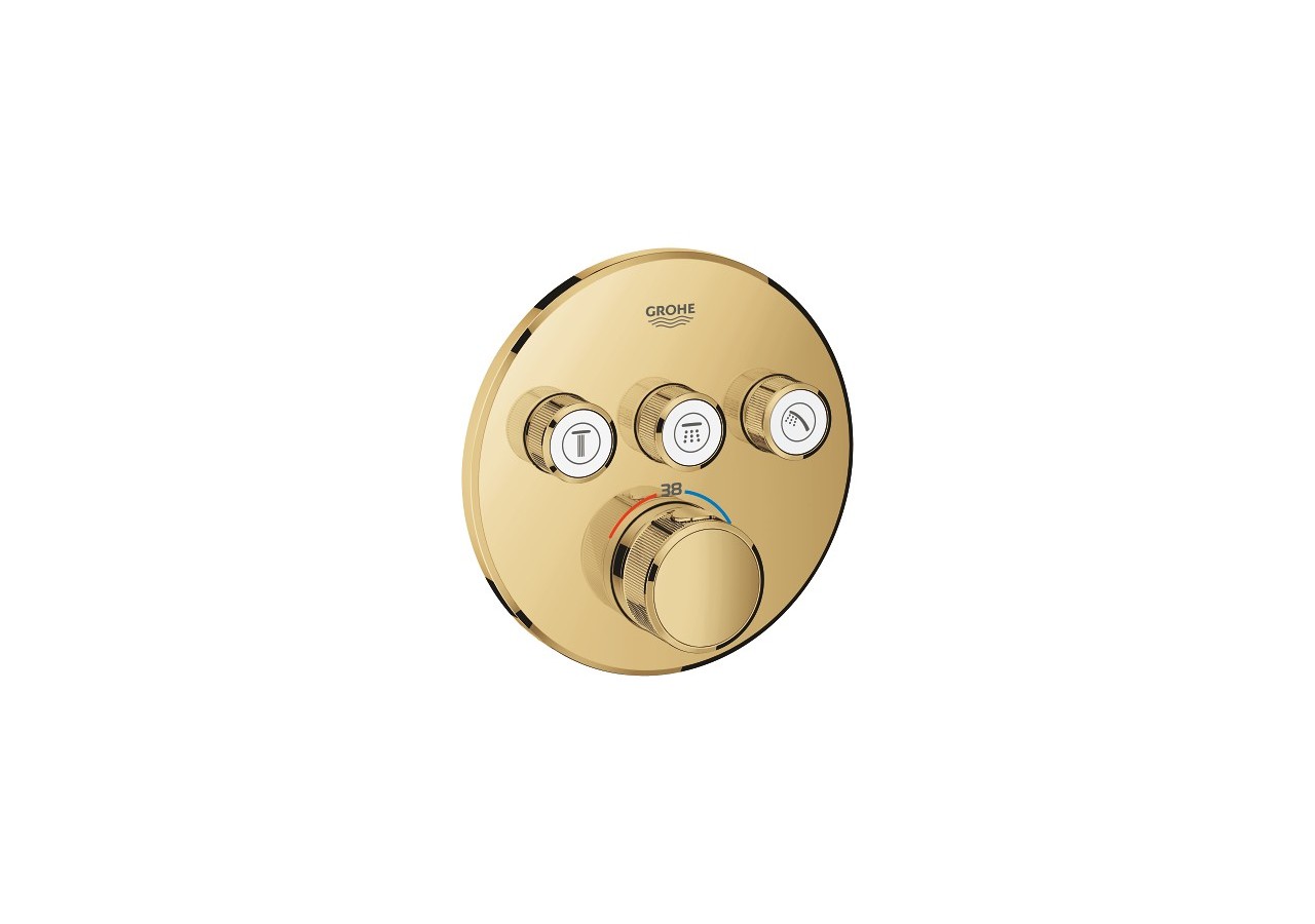 Grohtherm smartcontrol façade avec mitigeur thermostatique encastré 3 sorties Cool Sunrise - 29121GL0 - Grohe