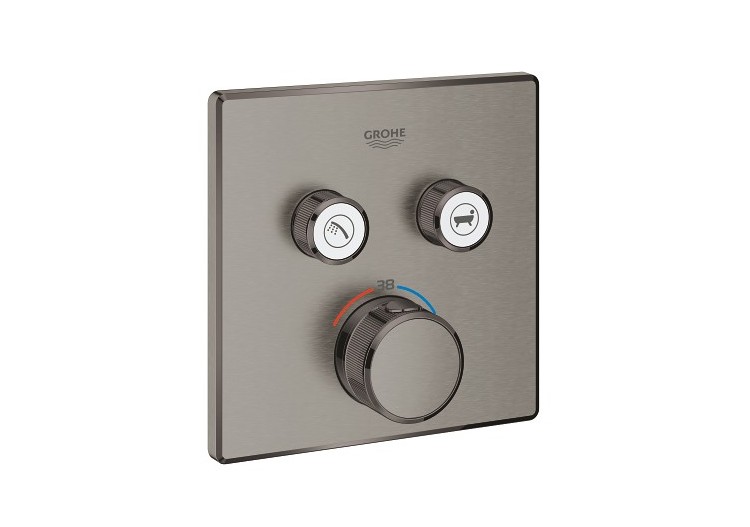 Grohtherm smartcontrol façade avec mitigeur thermostatique encastré 2 sorties Hard Graphite brossé - 29124AL0 - Grohe