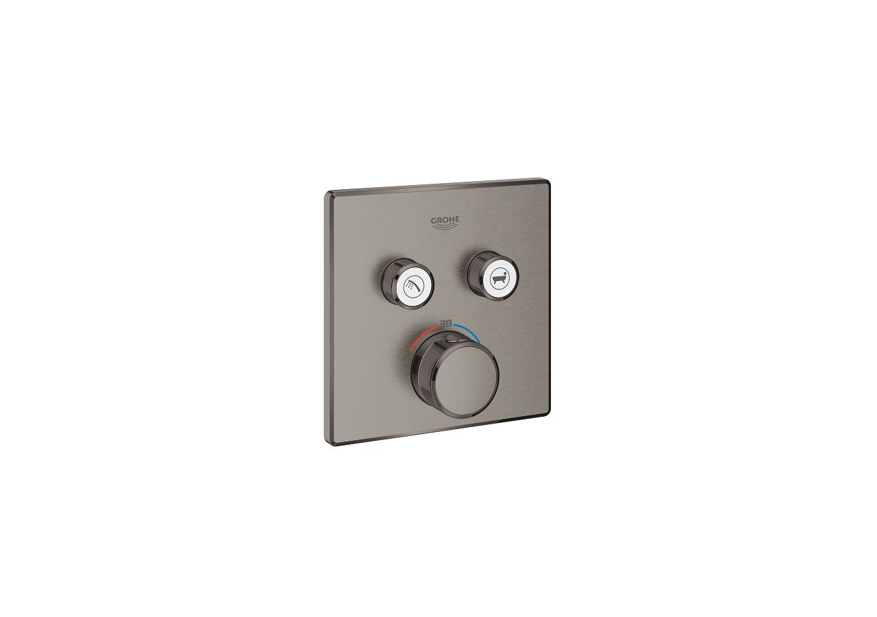 Grohtherm smartcontrol façade avec mitigeur thermostatique encastré 2 sorties Hard Graphite brossé - 29124AL0 - Grohe
