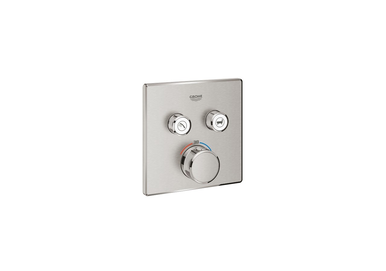 Grohtherm smartcontrol façade avec mitigeur thermostatique encastré 2 sorties Supersteel - 29124DC0 - Grohe