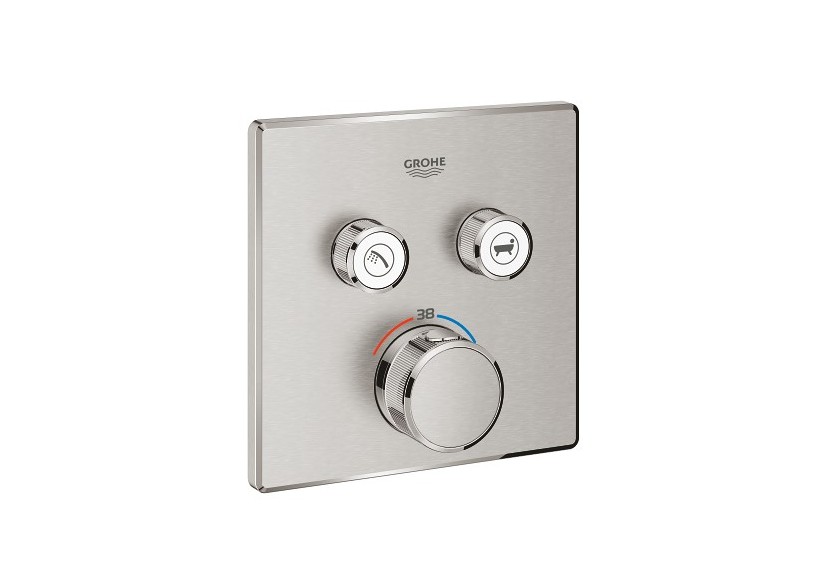 Grohtherm smartcontrol façade avec mitigeur thermostatique encastré 2 sorties Supersteel - 29124DC0 - Grohe