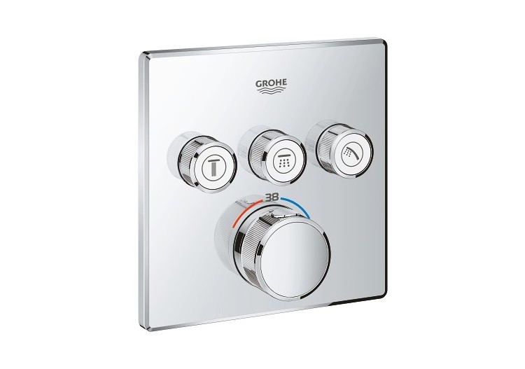 Grohtherm smartcontrol façade avec mitigeur thermostatique encastré 3 sorties Chromé - 29126000 - Grohe