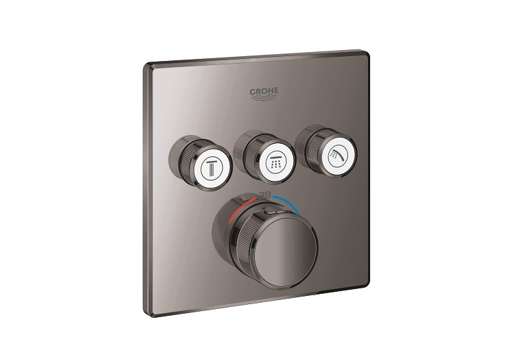 Grohtherm smartcontrol façade avec mitigeur thermostatique encastré 3 sorties Hard Graphite - 29126A00 - Grohe