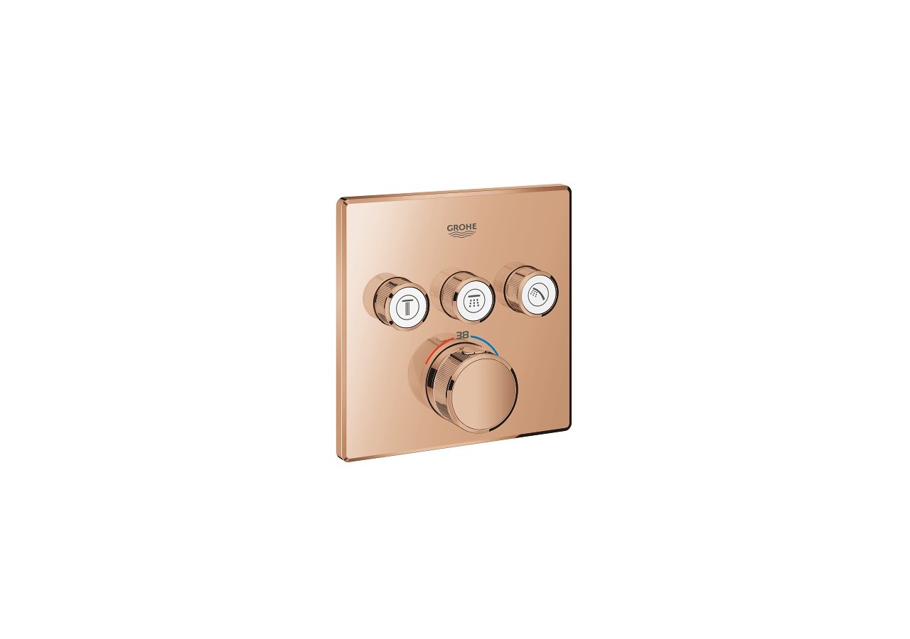 Grohtherm smartcontrol façade avec mitigeur thermostatique encastré 3 sorties Warm Sunset - 29126DA0 - Grohe