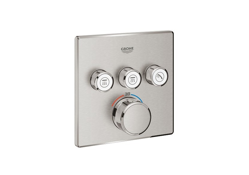 Grohtherm smartcontrol façade avec mitigeur thermostatique encastré 3 sorties Supersteel - 29126DC0 - Grohe