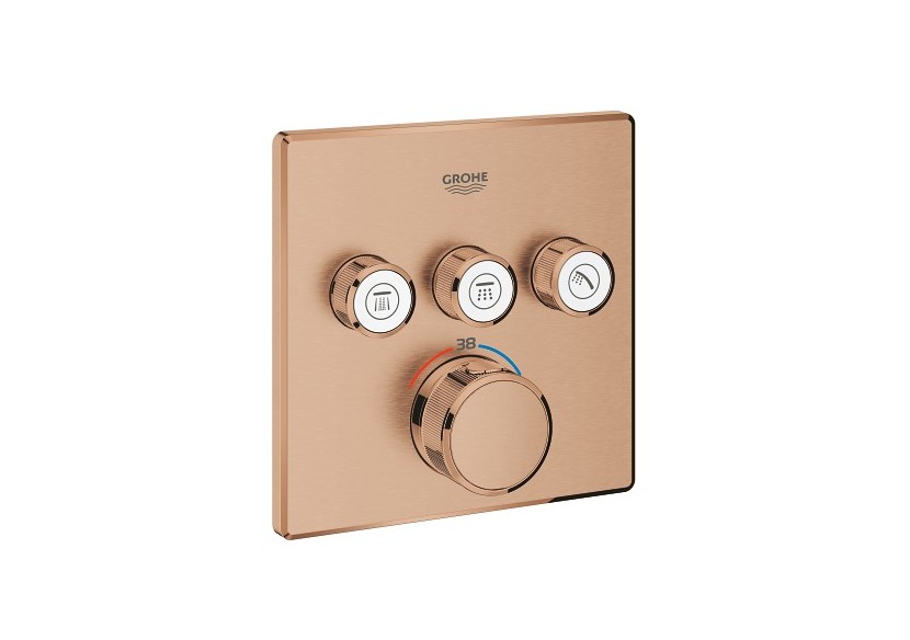 Grohtherm smartcontrol façade avec mitigeur thermostatique encastré 3 sorties Warm Sunset brossé - 29126DL0 - Grohe