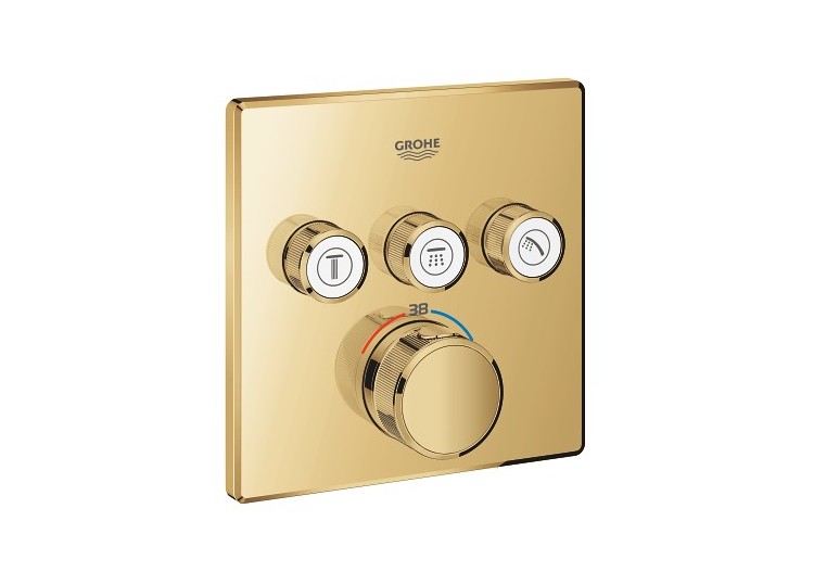Grohtherm smartcontrol façade avec mitigeur thermostatique encastré 3 sorties Cool Sunrise - 29126GL0 - Grohe