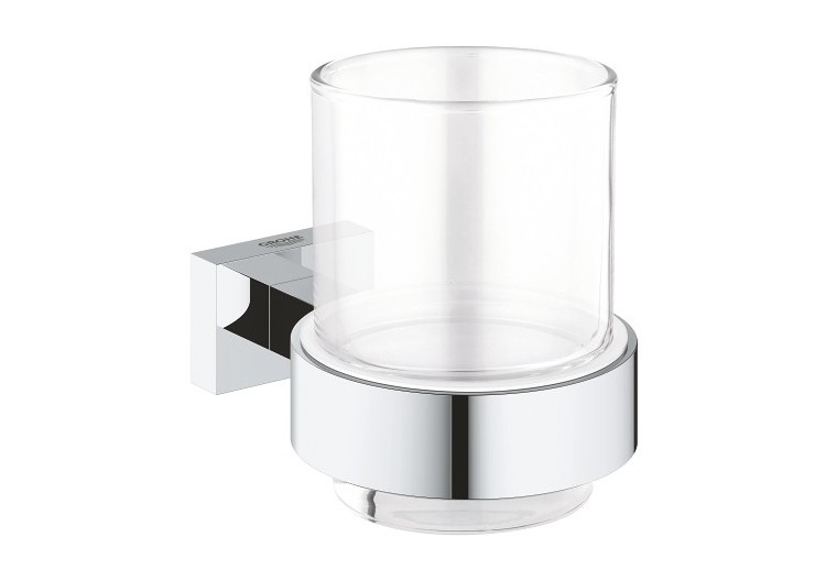 Essentials cube verre en cristal avec support Chromé - 40755001 - Grohe