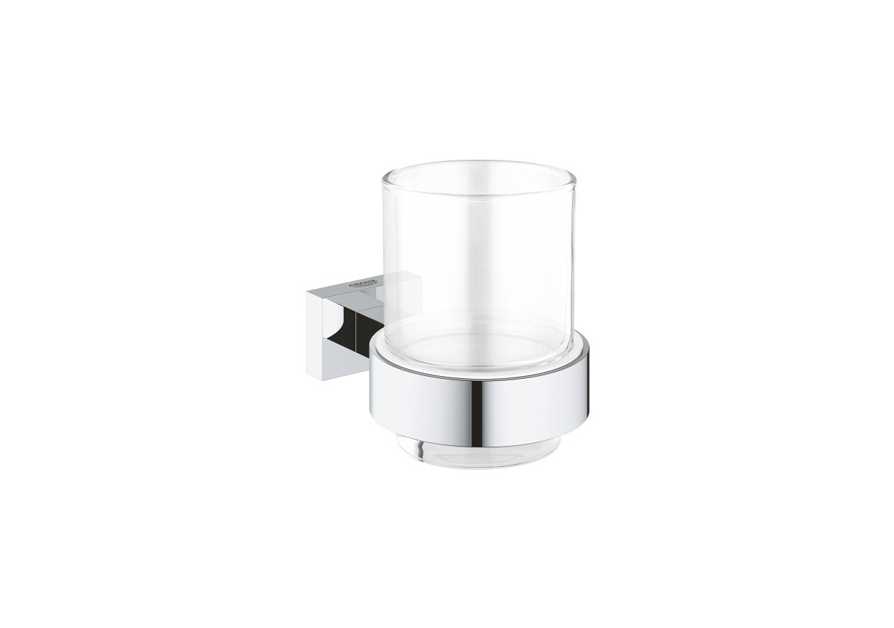 Essentials cube verre en cristal avec support Chromé - 40755001 - Grohe