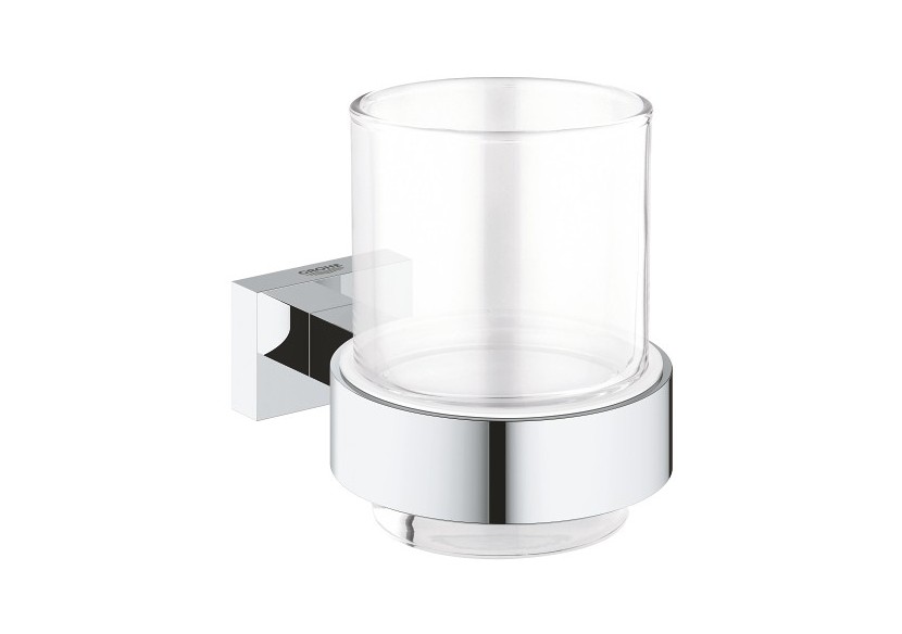 Essentials cube verre en cristal avec support Chromé - 40755001 - Grohe