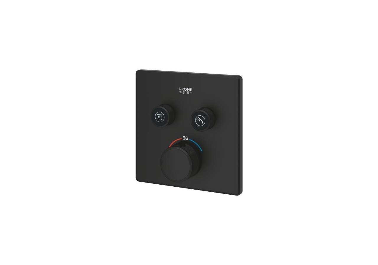 Grohtherm smartcontrol façade avec mitigeur thermostatique encastré 2 sorties Phantom Black - 102166KF00 - Grohe