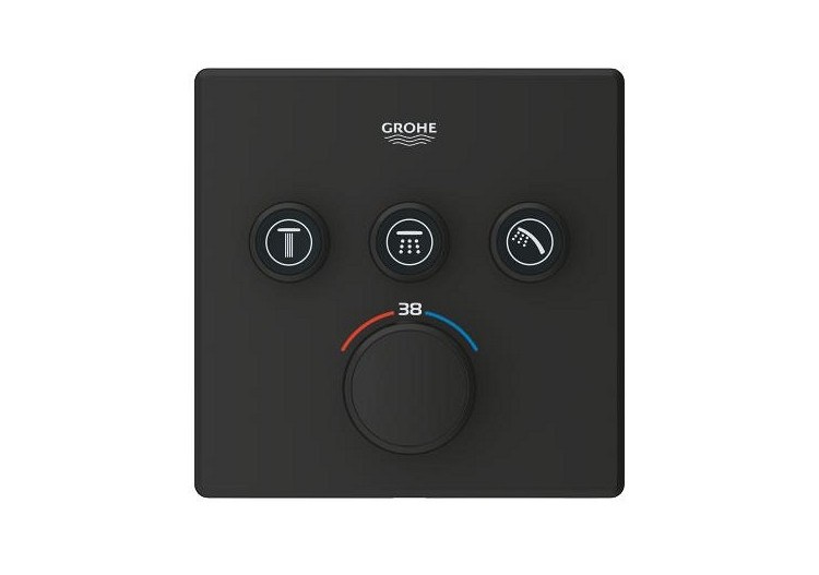Grohtherm smartcontrol façade avec mitigeur thermostatique encastré 3 sorties Phantom Black - 102167KF00 - Grohe