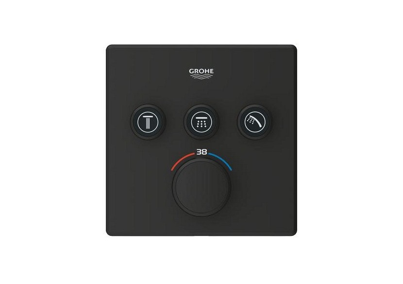 Grohtherm smartcontrol façade avec mitigeur thermostatique encastré 3 sorties Phantom Black - 102167KF00 - Grohe