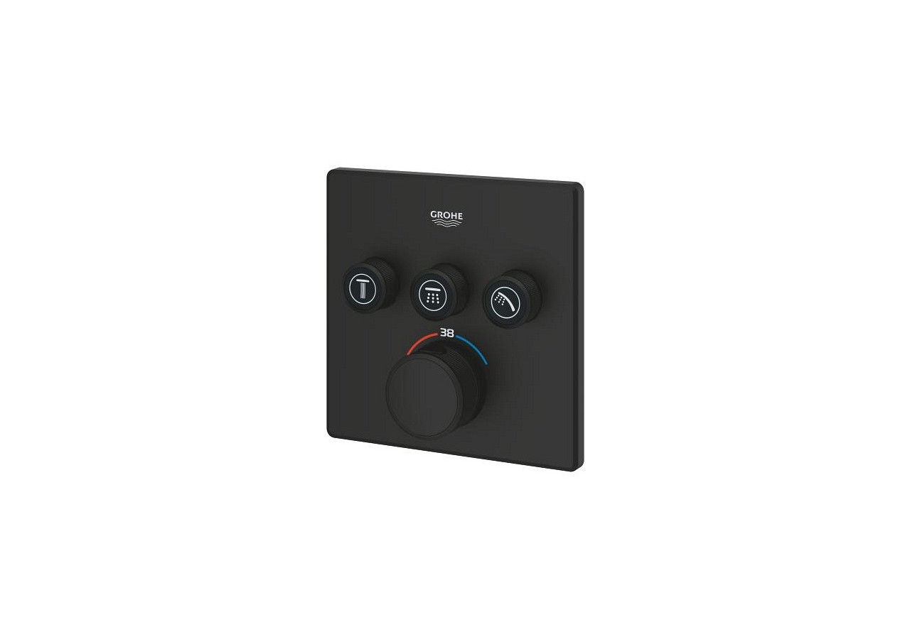 Grohtherm smartcontrol façade avec mitigeur thermostatique encastré 3 sorties Phantom Black - 102167KF00 - Grohe