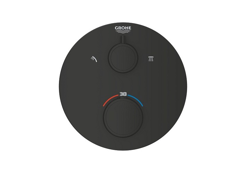 Grohtherm mitigeur thermostatique 2 sorties avec inverseur douche de tête / douchette Noir mat - 1022082430 - Grohe