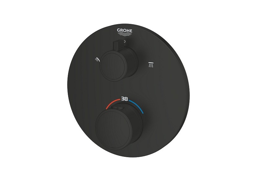 Grohtherm mitigeur thermostatique 2 sorties avec inverseur douche de tête / douchette Noir mat - 1022082430 - Grohe