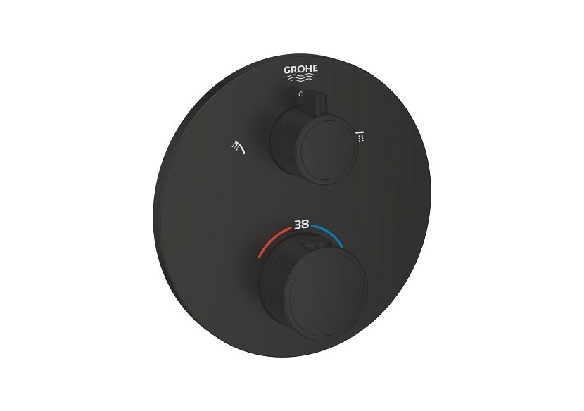 Grohtherm mitigeur thermostatique 2 sorties avec inverseur douche de tête / douchette Noir mat - 1022082430 - Grohe
