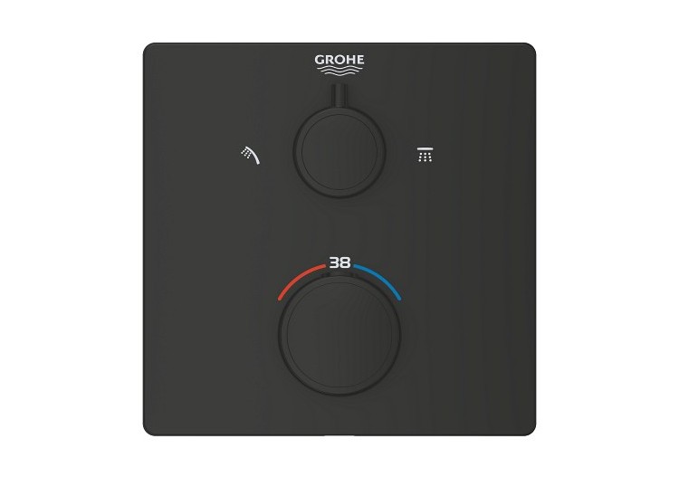 Grohtherm mitigeur thermostatique 2 sorties avec inverseur douche de tête / douchette Noir mat - 1022092430 - Grohe