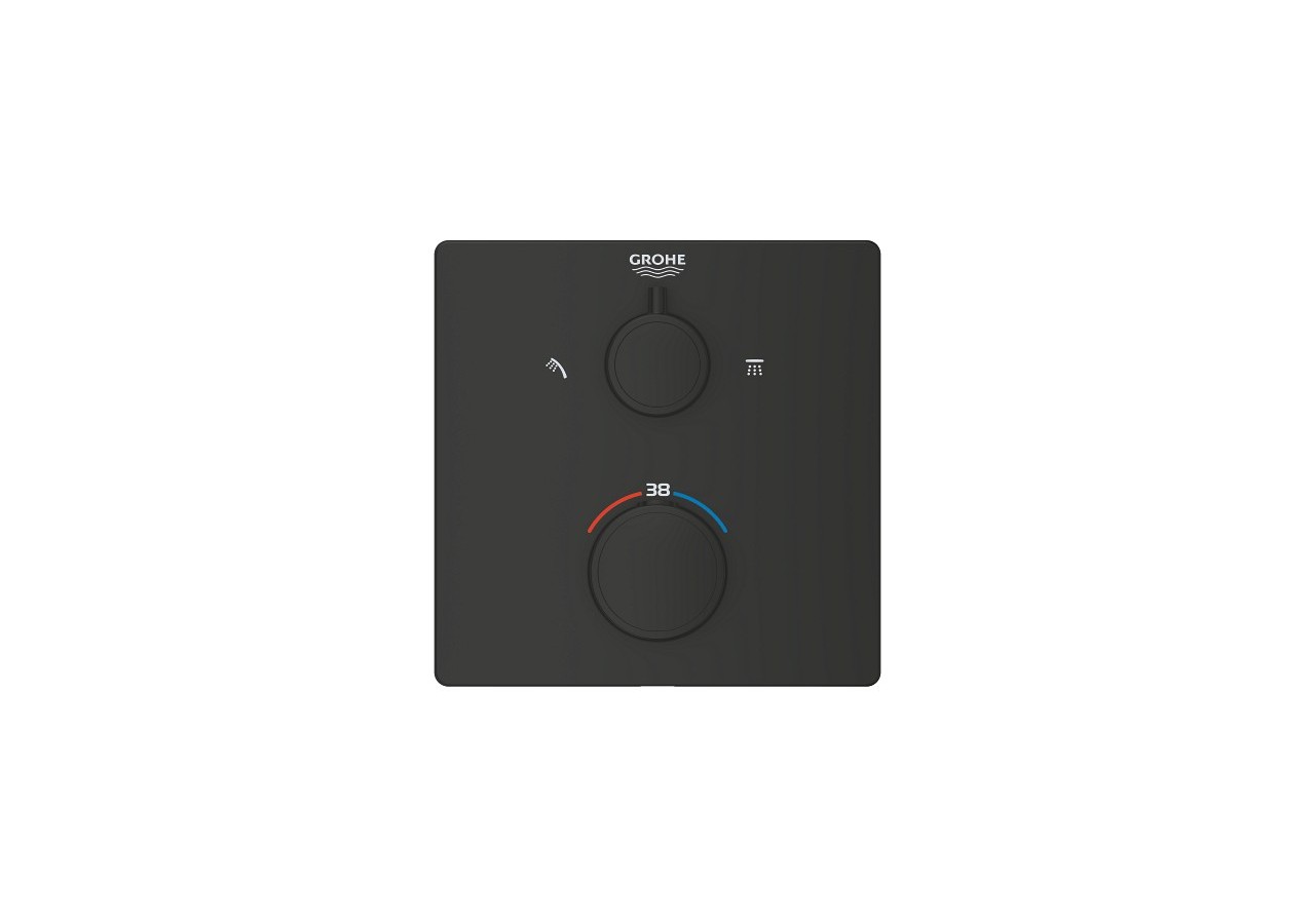 Grohtherm mitigeur thermostatique 2 sorties avec inverseur douche de tête / douchette Noir mat - 1022092430 - Grohe