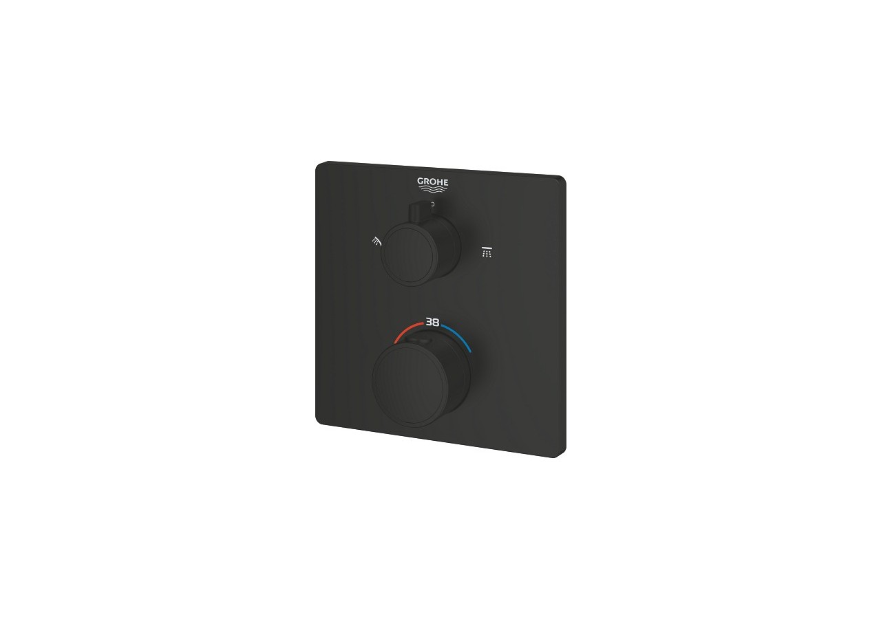 Grohtherm mitigeur thermostatique 2 sorties avec inverseur douche de tête / douchette Noir mat - 1022092430 - Grohe