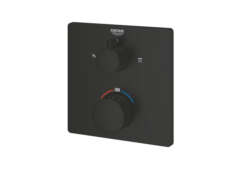 Grohtherm mitigeur thermostatique 2 sorties avec inverseur douche de tête / douchette Noir mat - 1022092430 - Grohe