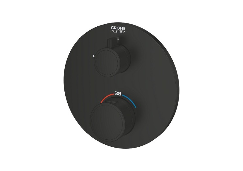 Grohtherm mitigeur thermostatique 1 sortie avec vanne d'arrêt Noir mat - 1022122430 - Grohe