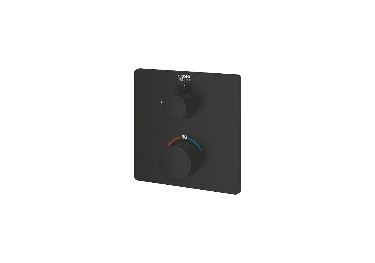 Grohtherm mitigeur thermostatique 1 sortie avec vanne d'arrêt Noir mat - 1022152430 - Grohe