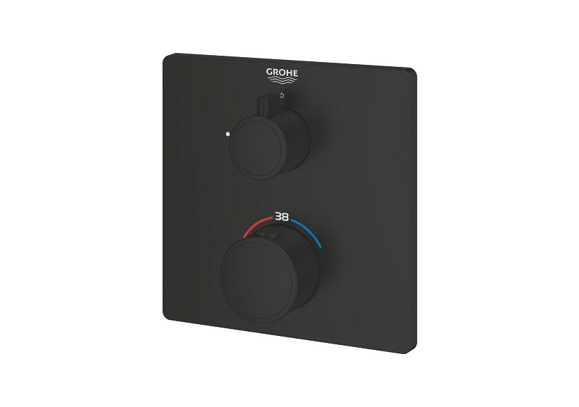 Grohtherm mitigeur thermostatique 1 sortie avec vanne d'arrêt Noir mat - 1022152430 - Grohe