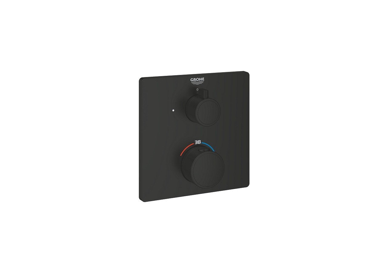 Grohtherm mitigeur thermostatique 1 sortie avec vanne d'arrêt Noir mat - 1022152430 - Grohe
