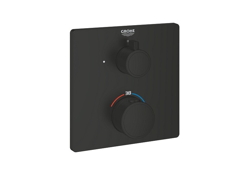 Grohtherm mitigeur thermostatique 1 sortie avec vanne d'arrêt Noir mat - 1022152430 - Grohe