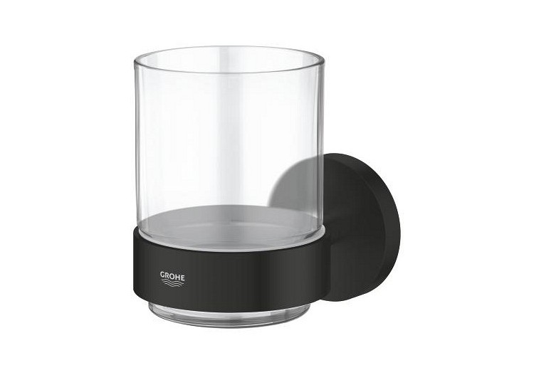 Essentials verre en cristal avec support Noir mat - 1022562430 - Grohe