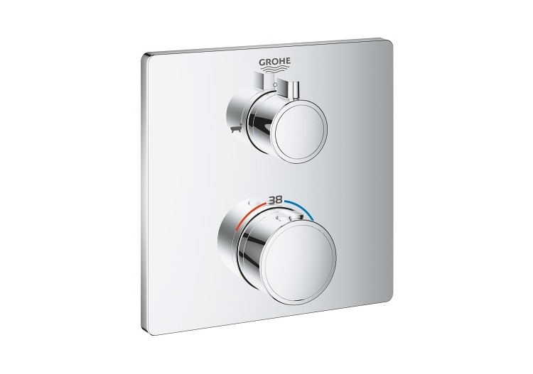 Grohtherm mitigeur thermostatique 2 sorties bain/douchette à main avec inverseur Chromé - 24080000 - Grohe 2